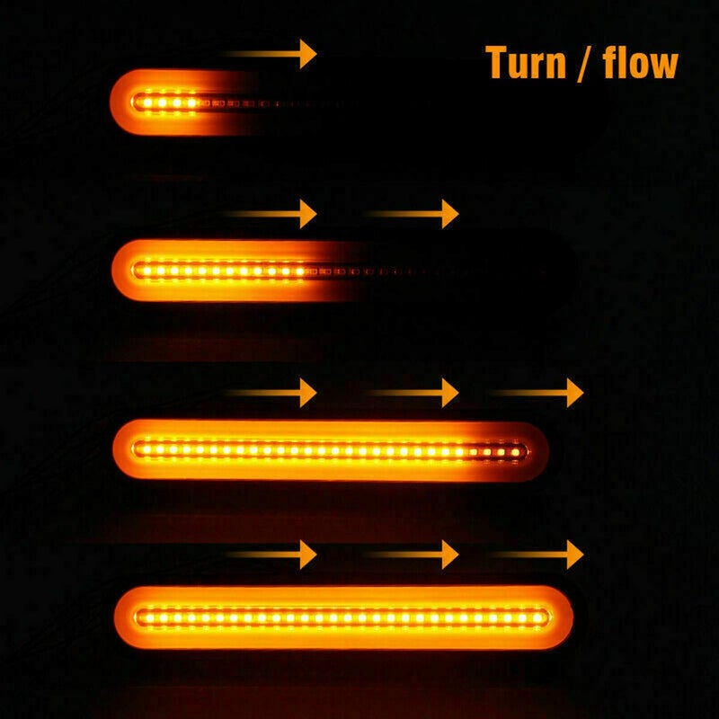 FABOOD F 2 Pack 9" LED Trailer Tail Light Bar + Brake Stop +Turn Signal Lights Assembly Identification Red & Amber Sequential Strip Light Waterproof for Trailer Truck Pickup SUV RV 12V-24V - Image 4